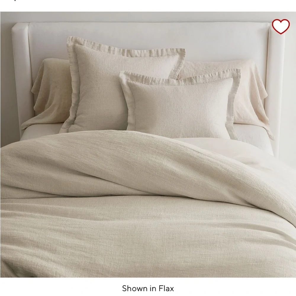 Pottery Barn flax waffle shams in the color “ecru”- linen & cotton blend - Picture 1 of 15